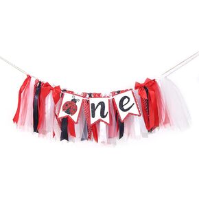 Ladybug one High Chair Banner - Ladybug ONE banner. Ladybug First Birthday banner. Ladybug Birthday Garland. Party decorations.