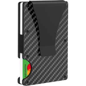 Carbon Fiber Wallet,Metal Money Clip Wallet,RFID Blocking Minimalist Wallet for Men