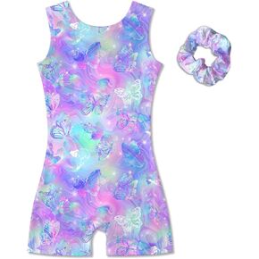 Vogseek Leotards for Girls Gymnastics Kids Biketards Size 4-12 with Scrunchie