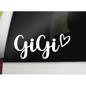 Gigi Vinyl Decal, White, Made in USA, 7 x 3.1in, Waterproof, Vinyl, Sticker for Window, Wall, Laptop, Tumbler