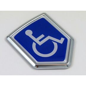 Handicapped Decal Car Chrome Emblem Shield Shape Sticker Badge Sign Crest Bike Auto