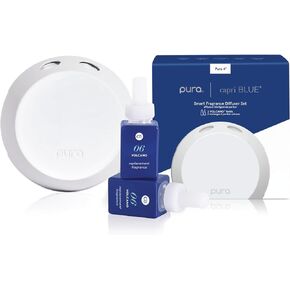 Capri Blue Pura 4 Smart Fragrance Diffuser Kit - Includes 1 Pura V4 Aromatherapy Diffuser + 2 Capri Blue Volcano Diffuser Pura Fragrance Refill Vials - Fragrance Diffusers for Home