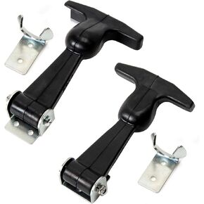 Rubber Hood Latch -2 Pack Elastic Rubber Flexible T-Handle Hasp Draw Latches- Stainless Steel Brackets for Tool Box, Cooler, Golf Cart or Engineering Machine Hood
