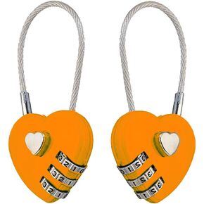 WANLIAN 2 Pcs Small Metal Heart Shaped Padlock Mini Lock Love Lock,3 Digit Combination Padlock Mini Love Heart Lock Steel Wire Rope Outdoor Padlock for Bags Backpacks School Gym Locker (Green)