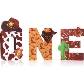 Western Cowboy One Letter Sign for Boys, My First Rodeo Large Number One Cake Smash Photo Props, Freestanding Paper Mache Letter Centerpieces for One Year Old Bday Party Supplies