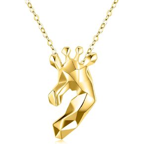 JUSTKIDSTOY Mother's Day Gifts Giraffe Necklace 925 Sterling Silver Origami Giraffe Head Pendant Necklace Giraffe Gifts for Women Girlfriend Birthday