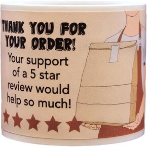5 Star Review Delivery Labels, 25 Total Labels, Tamper-Evident Food Seal Stickers, Labels for Food Containers 1.5 x 2.5 Inches, Tamper Evident Tape - Ideal for Secure Food Delivery