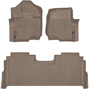WeatherTech Custom Fit FloorLiners for Ford F-150 (SuperCrew, Bucket Seats), F-150 Lightning, F-150 Raptor - 1st & 2nd Row (44697-1-6) W/Fold Flat Storage, Black