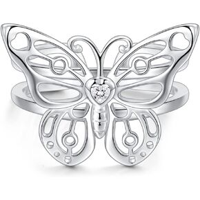 Butterfly Ring 925 Sterling Silver Rings Open Rings butterfly jewelry for Women