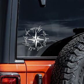Not All Those Who Wander Compass Decal Vinyl Sticker Auto Car Truck Wall Laptop | White | 5.5" x 5.5"