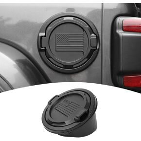 for Jeep JL Gas Cap Door Cover Aluminum Alloy for Jeep Wrangler JL JLU 2018-2024 Black American Flag