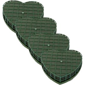 Anneome Heart-Shaped Floral Foam Blocks 4pcs with Suction Cup Tray for DIY Artificial Floral Arrangements - Ideal Wedding Decor and Flower Foam Centerpiece for Car Decorations