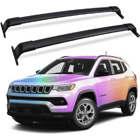 Roof Racks Rail Cross Bars Rail Fit for Jeep Compass 2018 2019 2020 2021 2022 2023 2024 Aluminum Alloy ONLY Rack Crossbar Black