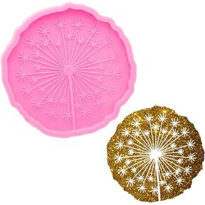 Super Shiny Dandelion Coaster Resin Molds Silicone Coaster Mold Round Flowers Shape Silicone Molds for Epoxy Resin Casting DIY Cup Mats Mold