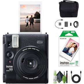 Fujifilm Instax Mini 99 Instant Film Camera Bundle with Fuji Instax Mini Instant Film Value Pack (20 Sheets) + Cleaning Cloth, Perfect for Beginners, Experts, Kids and Adults