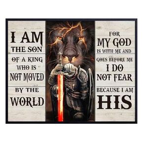 Christian Wall Decor Posters for Men - Jesus Christ Man cave Decor - masculine Christian Gifts - Bible Verse Scripture Wall Decor for Home Office - God Wall Decor for Men - Rustic Religious Wall Art