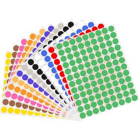 Wisdompro 1296 PCS Colored Dot Stickers, 3/4 inch Round Color Coding Labels Circle Dot Label Sticker for Office, Classroom - 12 Assorted Colors