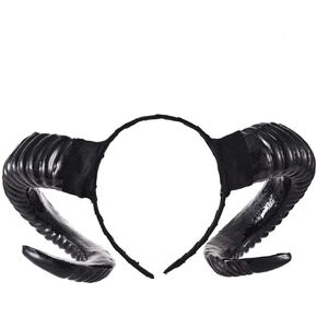 TanQiang Gothic Demon Goat Sheep Horn Headband Forest Animal Photography Props Evil Cosplay Costumes Halloween Hair Hoop