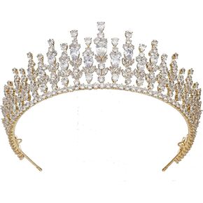 Tall Wedding Tiaras Cubic Zirconia Queen Pageant Crowns CZ Sweet 16 Birthday Quinceanera Headpiece Bridal Hair Accessories Silver Gold Jewelry Gifts for Women