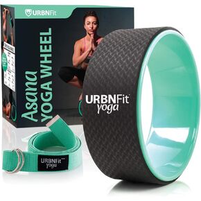 URBNFit Yoga Wheel - 12-Inch Roller Designed for Stretching & Flexibility to Help Back Aches & Tension - Made w/Durable Materials & Soft Foam Padding, Yoga Strap Included