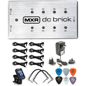 MXR M237 DC Brick Effects Pedal Power Supply 9Vx8 and 18Vx2 Outputs Tonebird Instrument Cable, ECB009 Adapter, Tuner, Picks, Patch Cables Bundle