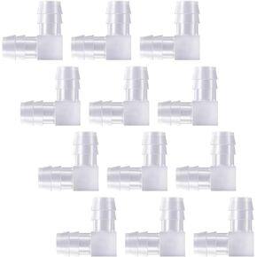 12 Pcs 3/8 Inch Plastic Hose Barbs 90 Degree Hose Barb Elbow L Tube Connector 2 Way Equal Adapter Barbed Joint Adapter Right Angle Tube Fitting for Boat Aquarium