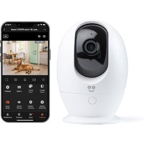 كاميرا Geeni الذكية للحيوانات الأليفة في الأماكن المغلقة، كاميرا PTZ ذات تدوير تلقائي - 2K Quad HD، تنبيهات كشف الحركة، رؤية ليلية، مراقبة منزلية فيديو ذكية للأمان الصوتي في اتجاهين، متوافقة مع Alexa، Google Home in Kuwait