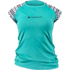 AKONA Women's Short Sleeve Rash Guard, Sun Shirt SPF50+, and Watersports Top. Snorkeling, Surfing, Paddling, Kayaking, Diving