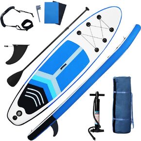 Inflatable Stand Up Paddle Board SUP Accessories & Carry Bag, Wide Stance, Surf Control, Non-Slip Deck, Leash, Paddle and Pump, Standing Boat for Youth & Adult