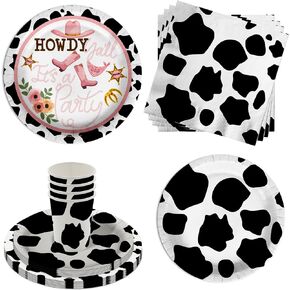 2nd Rodeo Cow Print Birthday Party Supplies Second Birthday 32 Piece Large 9" Dinner Plates