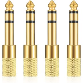 6.35mm (1/4 inch) Male to 3.5mm (1/8 inch) Female Stereo Headphone Adapters, 4 Pcs 3.5mm/1/8'' Female to 6.35mm/1/4'' Male Stereo Audio Adapter Jack Plug for Headphone, Gold Plate