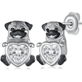 Pug Earrings Sterling Silver Dog Stud Earrings for women Pug Gifts for Women Girls