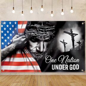 4th of July Backdrop,70.8x43.3 Inch One Nation Under God Independence Day American Flag Background Patriotic Party USA Veterans Memorial Day Portrait Banner Photo Booth Photoshoot Decoration Supplies