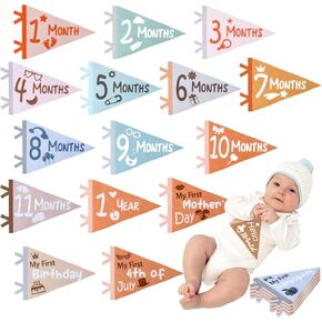 28 قطعة من لافتات معلم راية الطفل، لافتة مثلثة، علامات علم معلم شهري، أعلام لافتة معلم شهرية للأولاد والبنات، علامة إعلان الطفل (فنية) in Kuwait