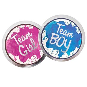 Gender Reveal Stickers - Team Boy and Team Girl - Pink & Blue Sticker Set | Baby Shower Party Supplies | Decorations Ideas | Vote Stickers (25 Pink + 25 Blue)