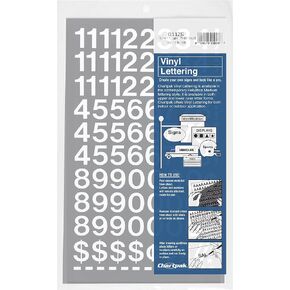 CHARTPAK Self-Adhesive Vinyl Numbers, 3/4 Inch High, White, 72 per Pack (01126)