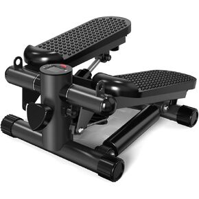 Steppers for Exercise, Mini Stepper 300LBS Loading Capacity, Low-Impact Stair Step Cardio Equipment with Digital Monitor, Black