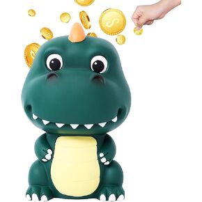 Dinosaur Piggy Bank, Unbreakable Plastic Money Coin Bank, Cute Kids Piggy Bank for Boys Toddler, Great Gifts for Birthday, Christmas, Baby Shower (Dark Green) in Saudi Arabia