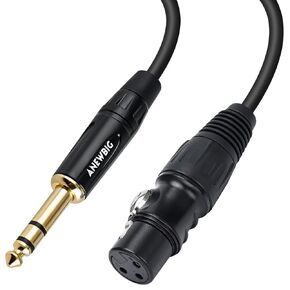 XLR Female to 1/4 TRS Cable, Quarter Inch to XLR Microphone Cable, 6.35mm Balanced Stereo Mic Cord 25ft