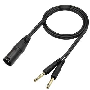 QIANRENON XLR Male to Dual TS 1/4 Stereo Splitter Cable 3-Pin XLR to Dual 6.35mm Mono Y Splitter Conversion Extension Audio Cable,for Microphone Guitars Amplifier Mixer,1m/3.2ft