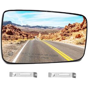 Passenger Left Side Heated Mirror Glass Compatible with 2009 2010 2011 2012 2013 2014 2015 2017 2018 Dodge Ram 1500 2500, Side Mirror With Backing Plate Replaces 68050299AA, 68079363AA