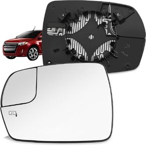 Compatible with Ford Edge Driver Side Mirror Glass 2015 2016 2017 2018 - Left Side Mirror for Edge Replacement Glass, with Backing Plate and Rear Holder, Heated, Chrome