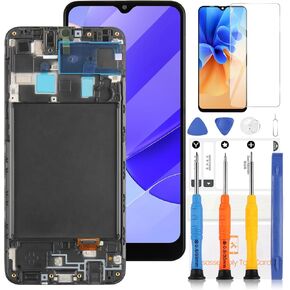 for Samsung Galaxy A20 Screen Replacement Kit for Samsung A20 LCD for Display Samsung A20 for SM-A205F SM-A205G SM-A205U LCD Touch Screen Digitizer Replacement Assembly with Frame