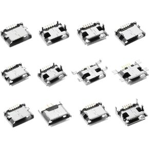 60 قطعة مايكرو USB نوع B موصل سالب 5 دبابيس 180 درجة المصغّر USB أنثى موصل مقبس جاك ميناء استبدال محول