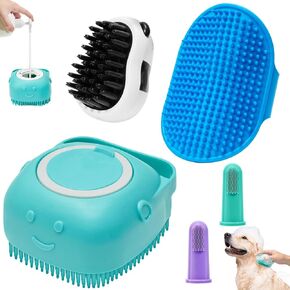 Dog Bath Brush Pet Massage Shampoo Brush Dog Scrubber for Bath Dog Washing Brush Scrubber Pet Bath Massage Brush with Soft Silicone Bristles for Puppy Dog Cat Grooming Cleaning