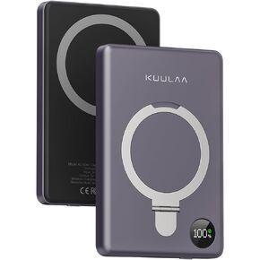 شاحن Kuulaa المغناطيسي المحمول بقدرة 10000 مللي أمبير في الساعة، شاشة LED رفيعة، حزمة بطارية Apple Magsafe مع حامل، بنك طاقة لاسلكي مع PD 20 وات USB-C متوافق مع سلسلة iPhone 15/14/13/12 (أخضر)