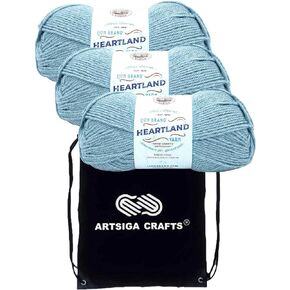 Lion Brand Heartland Carlsbad Caverns 136-108 (3-Skeins - Same Dye Lot) Worsted Medium #4 Acrylic Yarn for Crocheting and Knitting with Project Bag