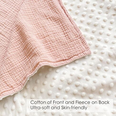 بطانية أطفال للأولاد والبنات، بطانية من الموسلين مع ظهر منقط للأطفال حديثي الولادة، ناعمة ومسامية - 30 بوصة × 40 بوصة (أخضر) in Kuwait