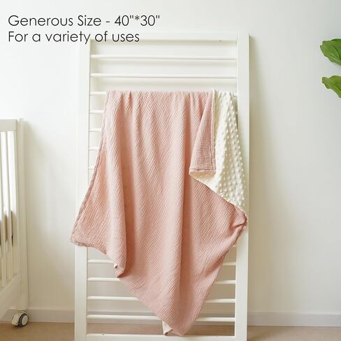 بطانية أطفال للأولاد والبنات، بطانية من الموسلين مع ظهر منقط للأطفال حديثي الولادة، ناعمة ومسامية - 30 بوصة × 40 بوصة (أخضر) in Kuwait