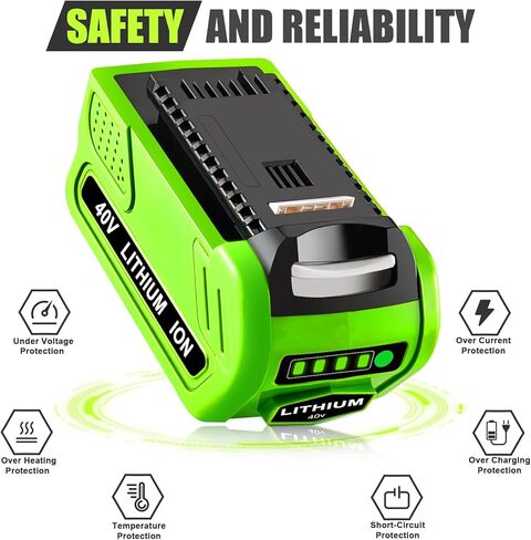 بطارية بديلة لبطارية Greenworks 40 فولت ليثيوم 29472 29462 29252 20202 22262 25312 21242 بطارية متوافقة مع أدوات الطاقة بالمنشار اللاسلكي GreenWorks G-MAX 40 فولت 【عبوتان 40 فولت 6000 مللي أمبير في الساعة】 in Kuwait